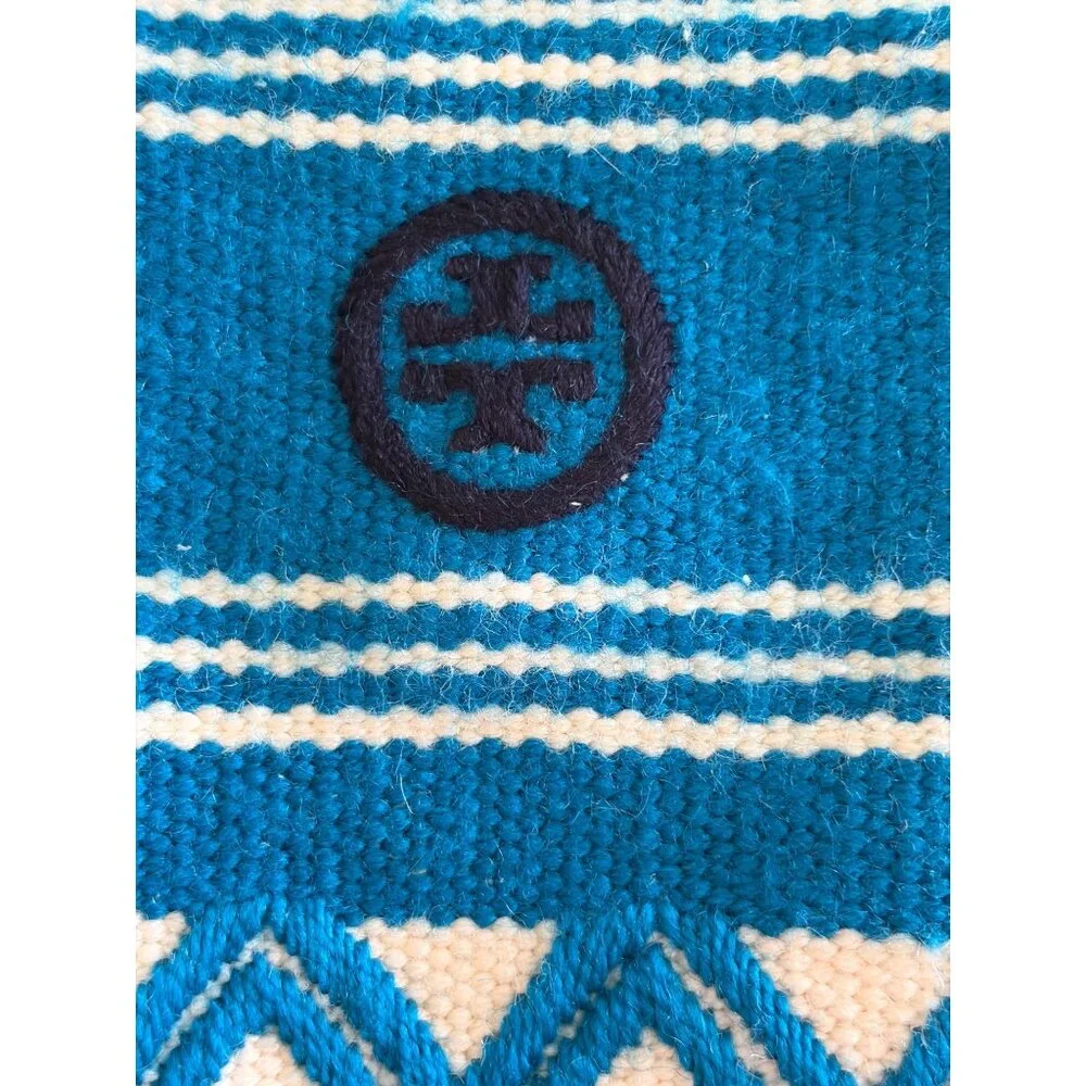 Tory Burch Woven Crossbody Phone Carrier Bag Blue & White - Picture 14 of 14